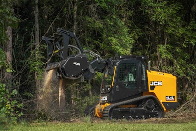 JCB's 400T compact track loader (above) and 4TS Teleskid get 109 horsepower and up to 41 gallons per minute of hydraulic flow for running powerful attachments.