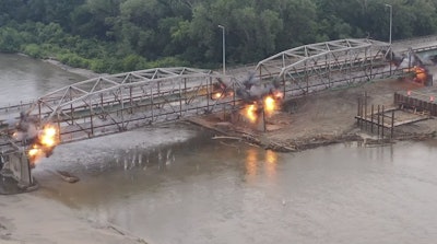 Two sections of the Loup River Bridge were dropped earlier this month.