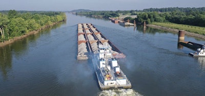 A Warren Paving barge transportation construction materials