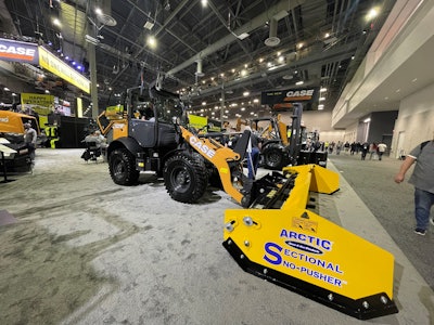 Case teased its upgraded 321F wheel loader at Conexpo 2023.