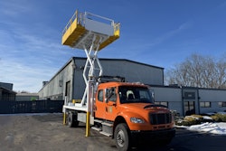 A Lift-a-Loft lift on a PA Turnpike Freightliner truck.