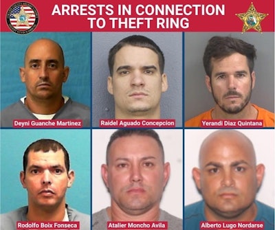Image includes mugshots of latest arrests in relation to theft ring: Deyni Guanche Martinez, Raidel Aguado Concepcion,Yerandi Diaz Quintana, Rodolfo Boix Fonseca, Atalier Moncho and Alberto Lugo Nordarse.