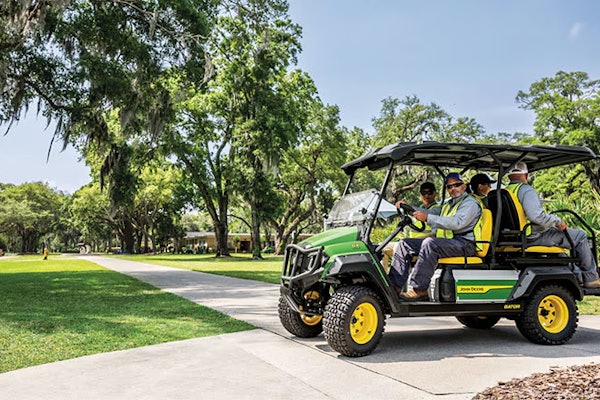 John Deere's new 2026 Gator GX Crew Electric has fold-down rear seats for additional cargo space.