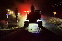 A man faces charges of driving under the influence and theft by taking a motor vehicle after riding off in this parked excavator at a county construction site.