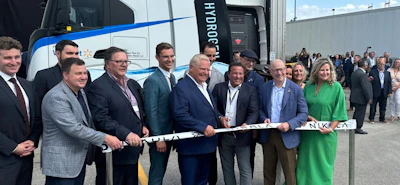 Ribbon-cutting ceremony for new hydrogen truck with business leaders