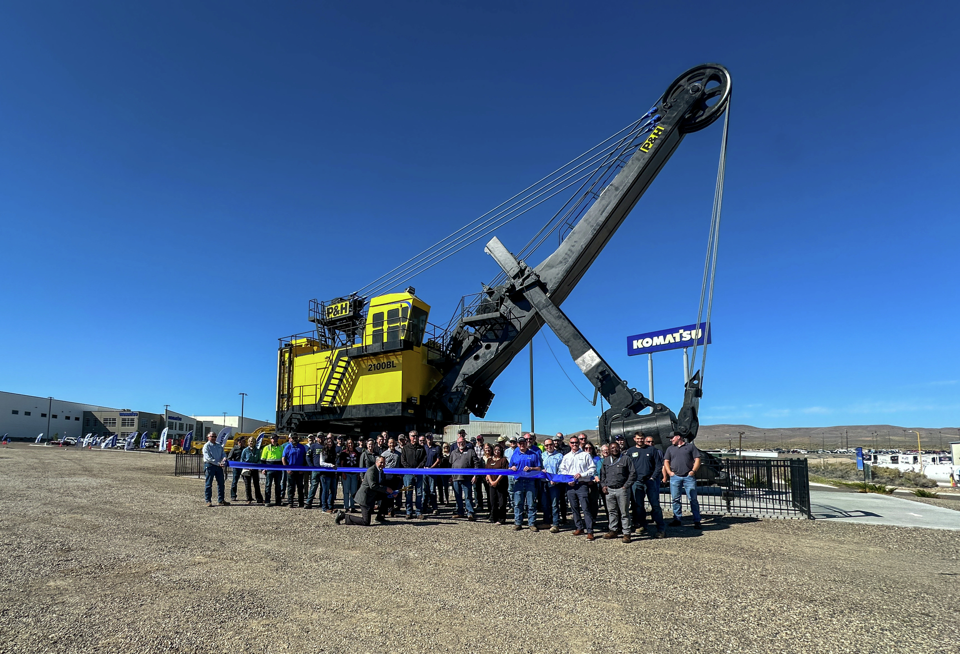 Weighing over 1 million pounds and standing five-stories tall, the P&H 2100BL was among the most sought-after large mining shovels of its day. The restored electric rope shovel was recently moved from its home in Milwaukee to Komatsu facility in Elko, Nevada.