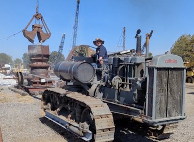 Kenny Walker also hooked up his 1930 Caterpillar Sixty's belt pulley to a 1930s era Allis-Chalmers 10-inch Superior McCully Crusher at the HCEA show in September.