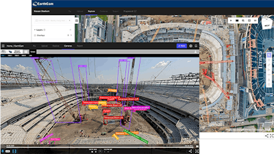 The new EarthCam and DroneDeploy platform combines live feeds and aerial imagery and is being used for the construction of the Tennessee Titans’ stadium.