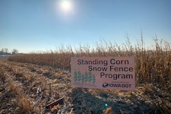 An official Iowa DOT standing corn snow fence.