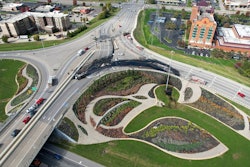 The tanker truck flipped on its side while exiting the off ramp, seen here.
