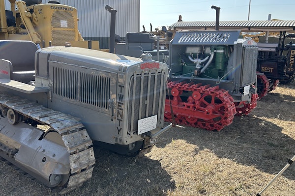 A 1929 Caterpillar Twenty, 1922 Holt 5-Ton and 1925 Best 30 all in a row at the Historical Construction Equipment Association's annual show.