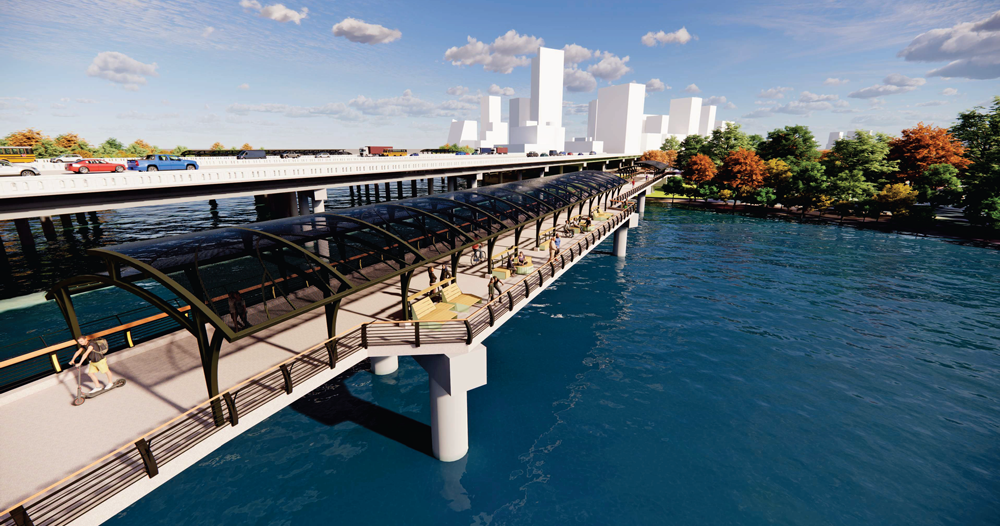 A rendering of the future Lady Bird Lake Bridge in Austin, Texas.