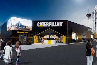Rendering of the entrance of Caterpillar's 2026 ConExpo-Con/Agg exhibit, located in the Festival Grounds.