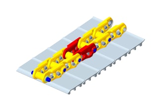 Cat Track Clamp Master Link rendering on an excavator track