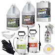 The kit comes with the three formulas needed to clean, prep, and restore a painted surface.