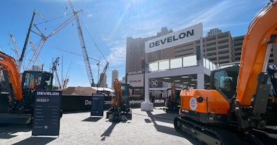 Above is Develon&rsquo;s exhibit at ConExpo-Con/Agg 2023.
