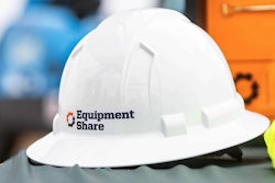 An EquipmentShare-branded hardhat from the company's recent groundbreaking on a new store in Roswell, New Mexico.