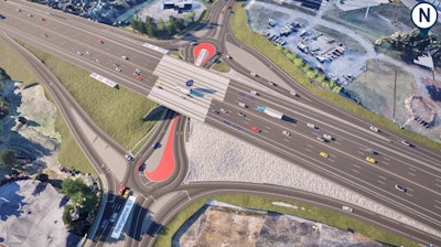 A rendering of the future I-70 Rangeline St. interchange