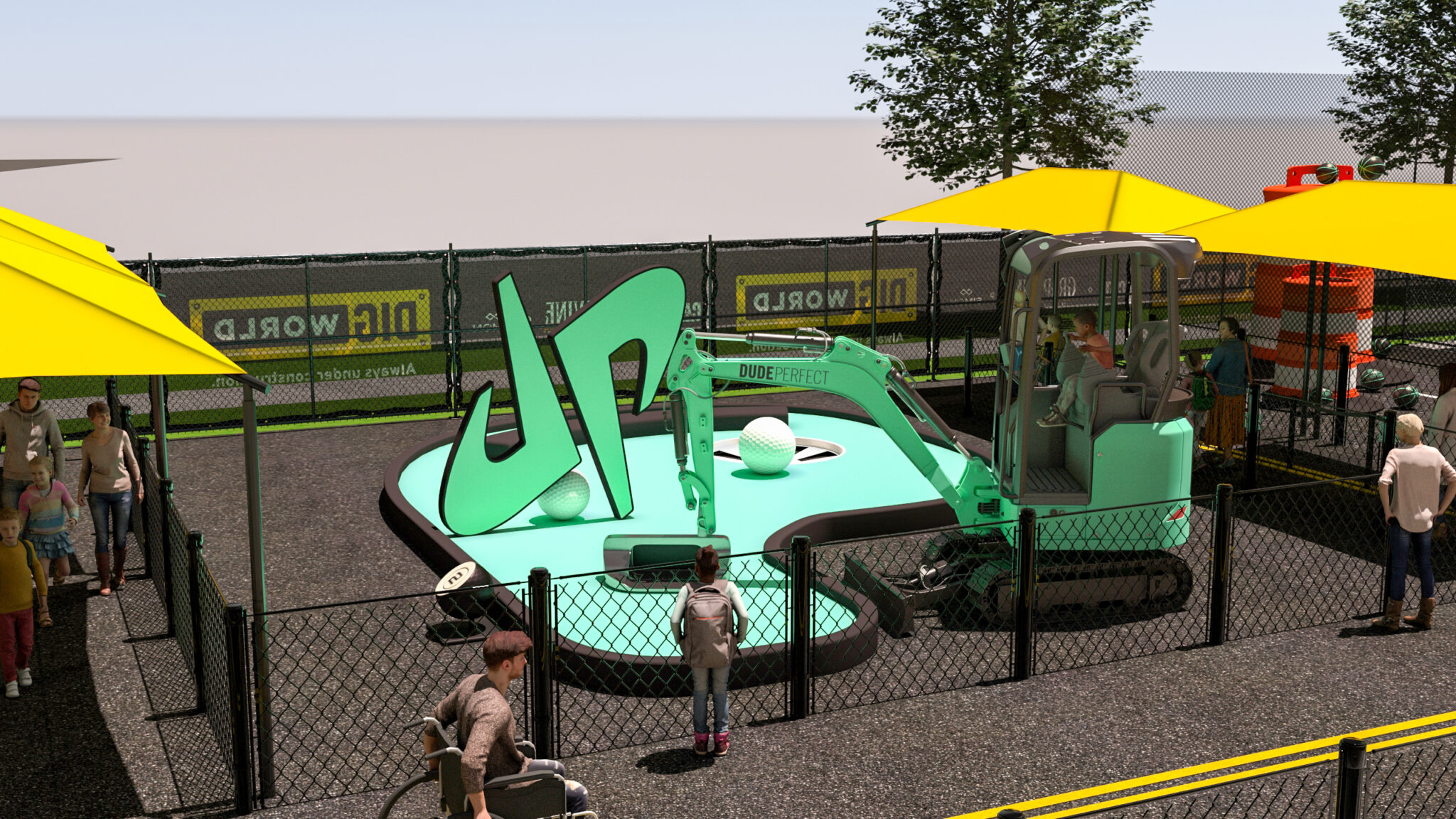 The second Dig World location will offer unique equipment challenges designed by YouTube stars Dude Perfect.