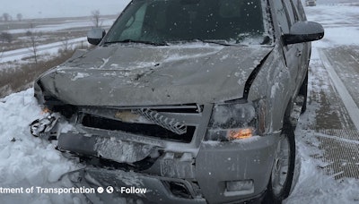 This SUV was damaged after crashing into a snowplow in Iowa, where the DOT has reported eight crashes with its plow trucks during recent winter weather. Ohio and New York DOTs have also released videos of snowplow crashes due to reckless drivers.
