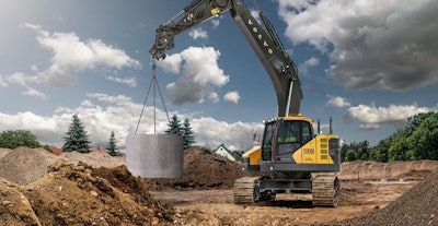 Volvo's new ECR355 has a lift capacity of 26,631 pounds.