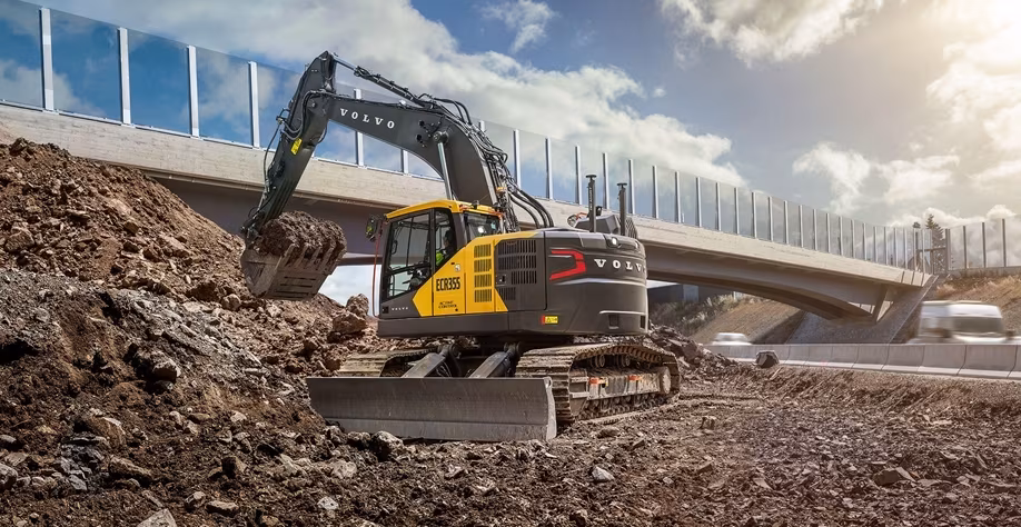 Volvo says its new ECR355 is designed for work in tight spaces with increased lift power and tractive force.