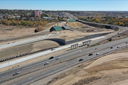 Aerial photo from west of the I-25/US 50B Interchange construction site in Pueblo.