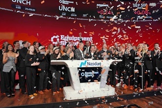 EquipmentShare co-founders and brothers Jabbok and Willy Schlacks ring the NASDAQ stock exchange's opening bell January 23.