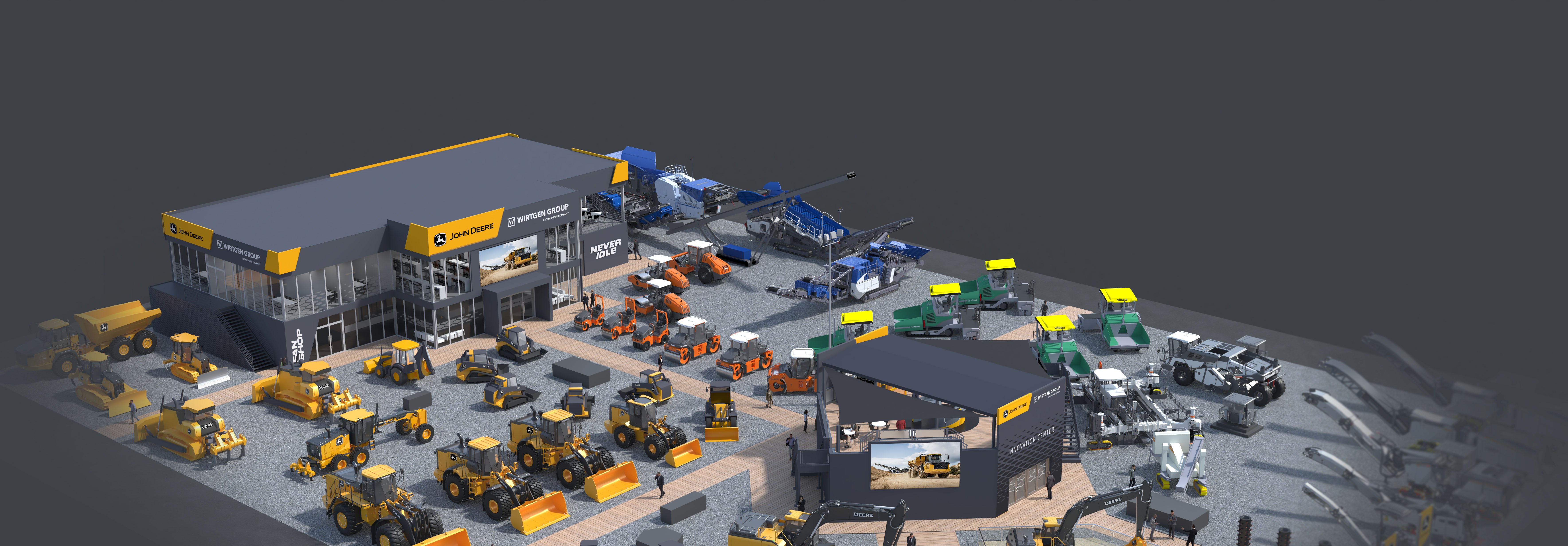 Rendering of the combined John Deere and Wirtgen Group booth at ConExpo 2026.