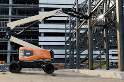 JLG's new robotic end effector system on an electric EC600AJ boom lift.