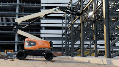 JLG's new robotic end effector system on an electric EC600AJ boom lift.