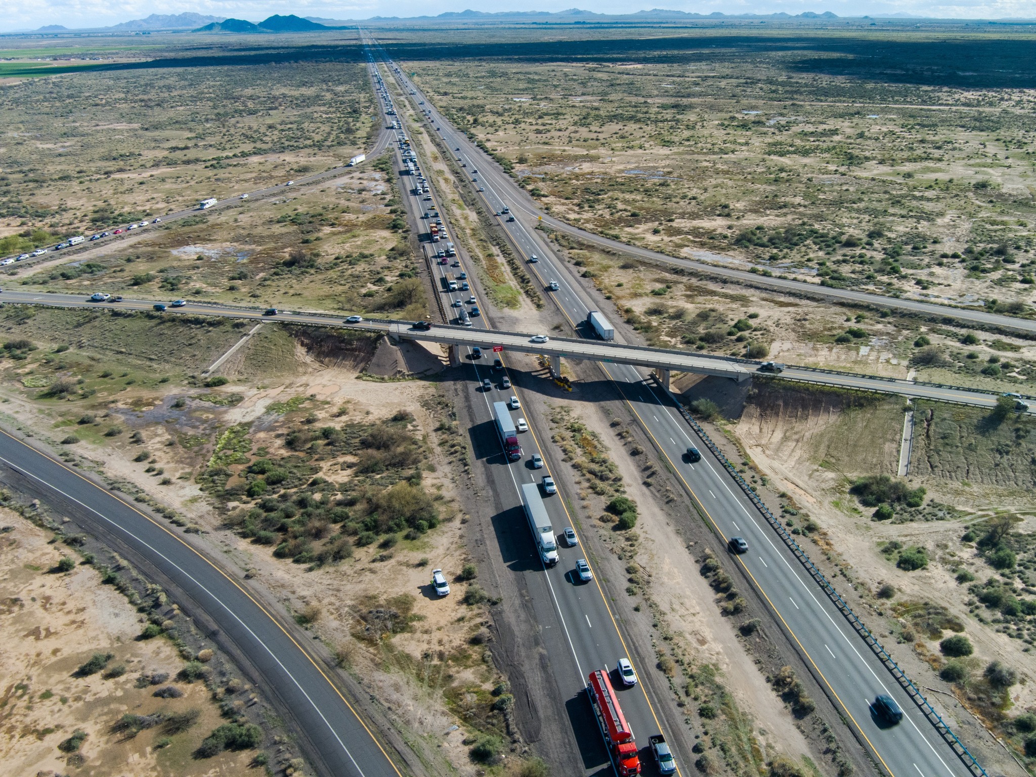 An aerial view of Interstate 10 in Arizona.