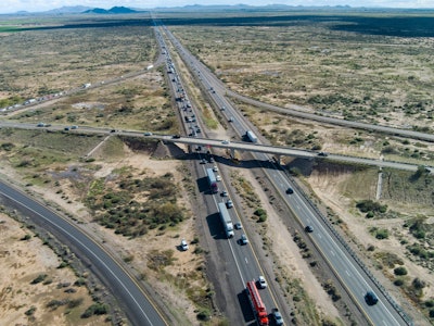 An aerial view of Interstate 10 in Arizona.