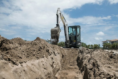 Bobcat’s top-selling mini excavator and No. 6 overall on the EDA new-financed sales list is the E35i, which has been replaced by the 3.5-metric-ton E35, shown above.