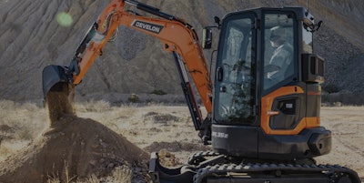 One of Develon’s top-selling compact excavators is the 4-metric-ton DX35Z-7 with a dig depth of 10 feet 8 inches and a 24.7-horsepower Develon engine.