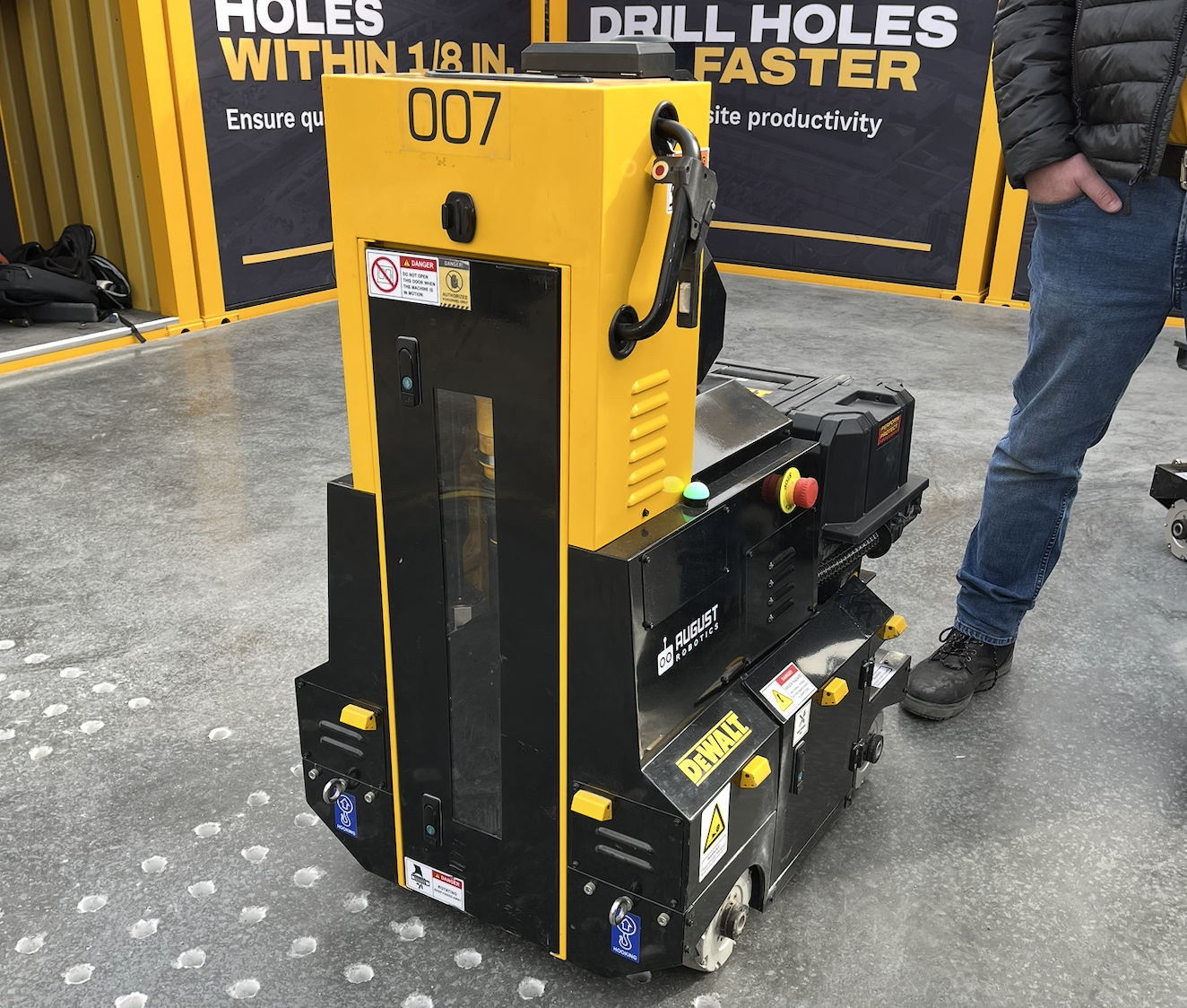 DeWalt's downward drilling robot on display at World of Concrete 2026.