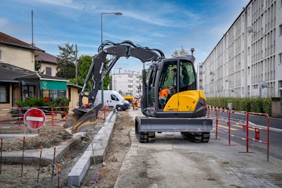 Mecalac's 8-metric-ton MCR8 operates as both a compact track loader and an excavator.