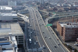 An aerial view of the newly completed I-95 Providence Nourthbound Viaduct.