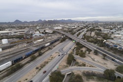 An aerial view of the 22nd Street Bridge in Tucson, Arizona.