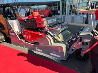 The new Asphalt Zipper 300XLP, shown here at ConExpo 2026, can cut down to 10 inches and at 30 inches wide for trenching on asphalt and milling roads for repairs.