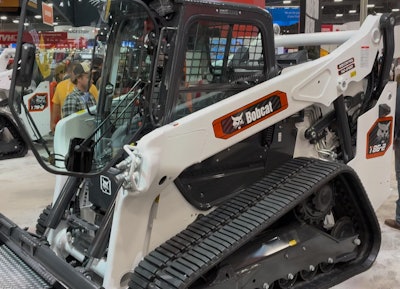 Bobcat's new T86-2 Pro compact track loader, seen here at ConExpo, gets a boost to 115 horsepower, higher lift height to 12 feet and a load of advanced technology.