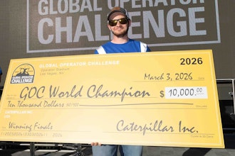 Brian Hayden of Maine won Caterpillar's Global Operator Challenge and a $10,000 prize.