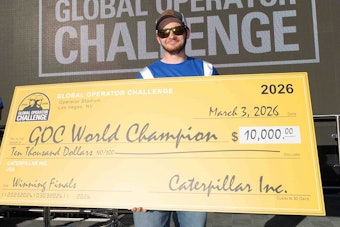 Brian Hayden of Maine won Caterpillar's Global Operator Challenge and a $10,000 prize.