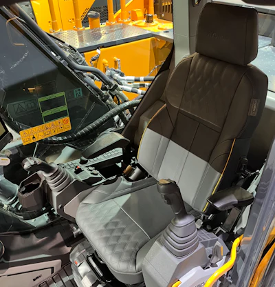 Seat in the Hyundai HX260 crawler excavator.
