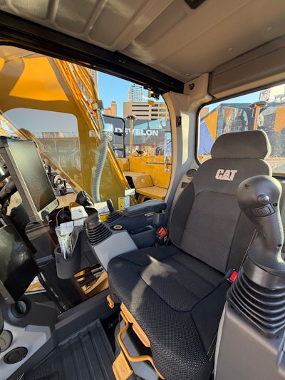 Inside the cab of the Cat 319 CR