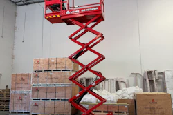 LGMG's new SS1932ER micro scissor lift can extend up to 18 feet 1 inch indoors.