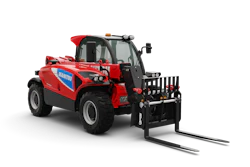Manitou's new electric MTA 519e compact telehandler has a universal skid steer mount for running a variety of attachments.