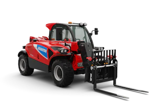 Manitou's new electric MTA 519e compact telehandler has a universal skid steer mount for running a variety of attachments.