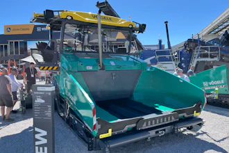 The Vögele Super 2000-5 X asphalt paver, seen here, is entering the U.S. market for the first time.