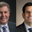 Two professional headshots of men in business suits and ties against neutral backgrounds